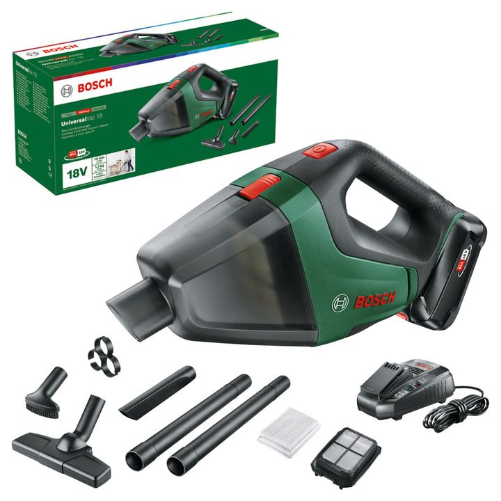 Bosch Home and Garden Akku Staubsauger UniversalVac 18 (2,5 Ah Akku, 18 Volt Sytem, im Karton), Gree