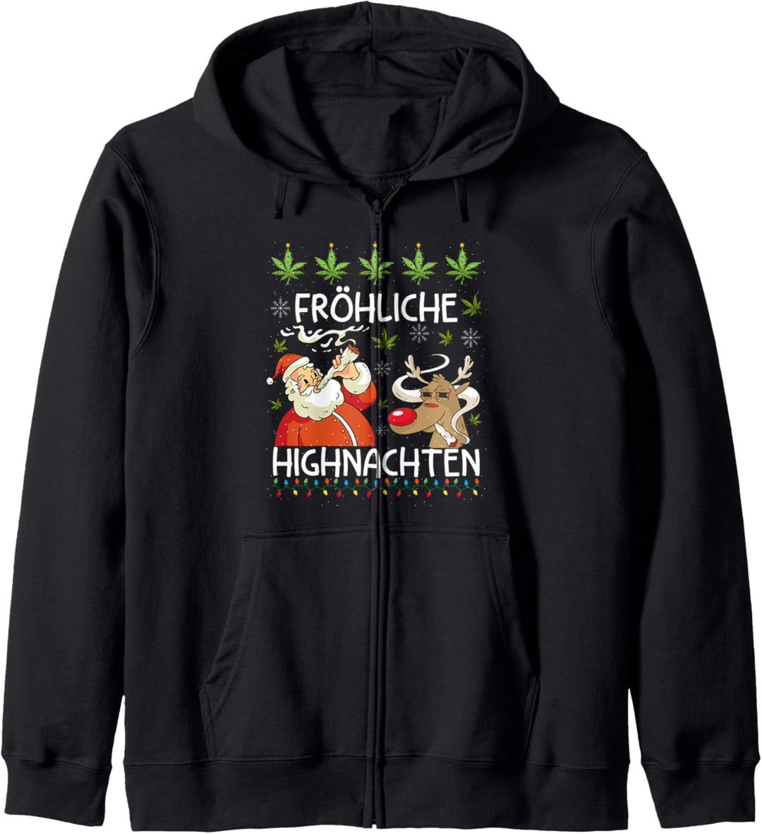 Ugly Christmas Frohe Highnachten Marihuana Weed Geschenk Kapuzenjacke