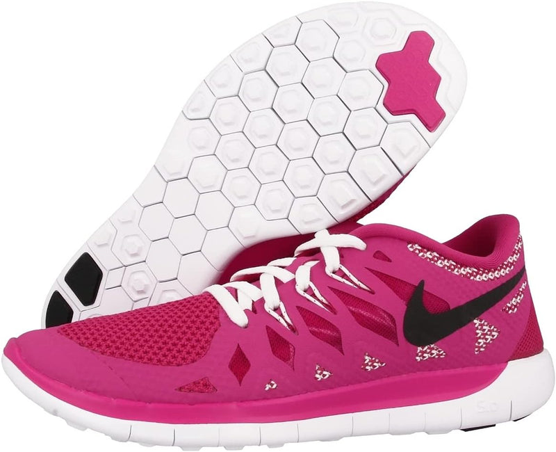 Nike Free 5.0 Mädchen Laufschuhe 35.5 EU Pink Hot Pink Black White, 35.5 EU Pink Hot Pink Black Whit