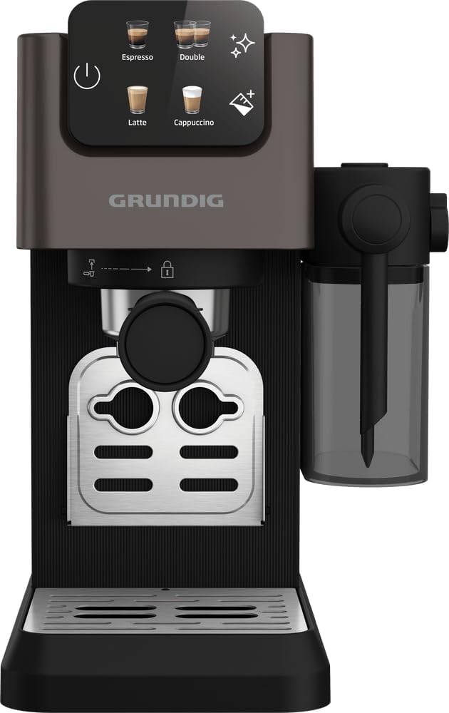 GRUNDIG KSM 5330 Siebträgermaschine mit integriertem Milchbehälter, 1628 W Leistung, 15 bar Pumpendr