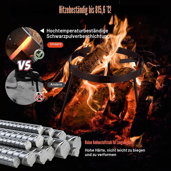 Lagerfeuerstativ zum Kochen – Lagerfeuer Kochausrüstung, Outdoor-Feuerstelle, tragbares Gusseisen, o
