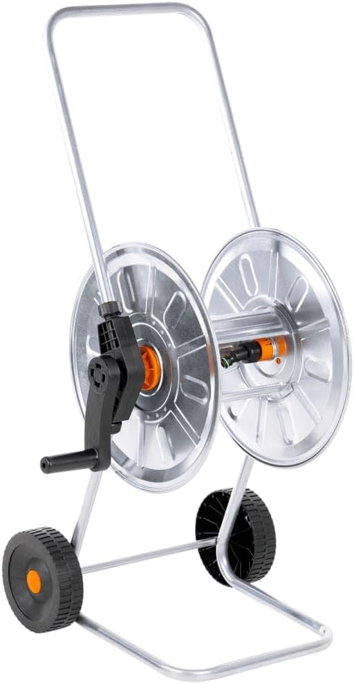 Schlauchwagen für Garten 50m 1/2 Zoll oder 35m 3/4 Zoll Schlauch, Schlauchtrommel aus verzinktem Sta