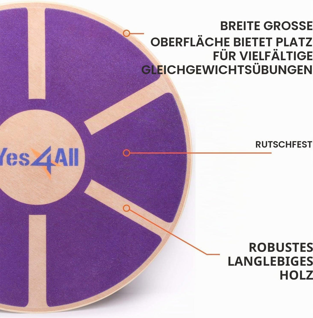 Yes4All Gleichgewichtsboard aus Holz; Wackelbrett mit Hochwertiger Rutschfester Oberfläche; Bevorzug