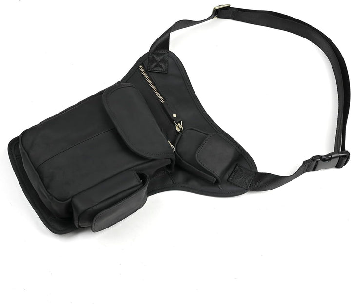 Le'aokuu Herren Echtes Leder Tasche Beinbeutel Beintasche Aussenbeintasche Hüfttasche Drop Leg Thigh