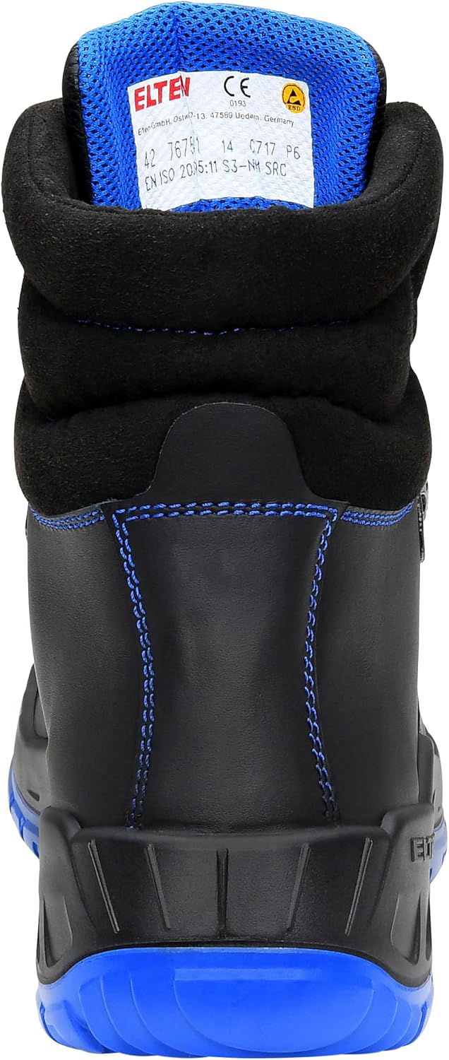 ELTEN Sicherheitsschuhe ALESSIO XW Mid ESD S3, Herren, Leder, Stahlkappe, leicht, robust, Schwarz/Bl