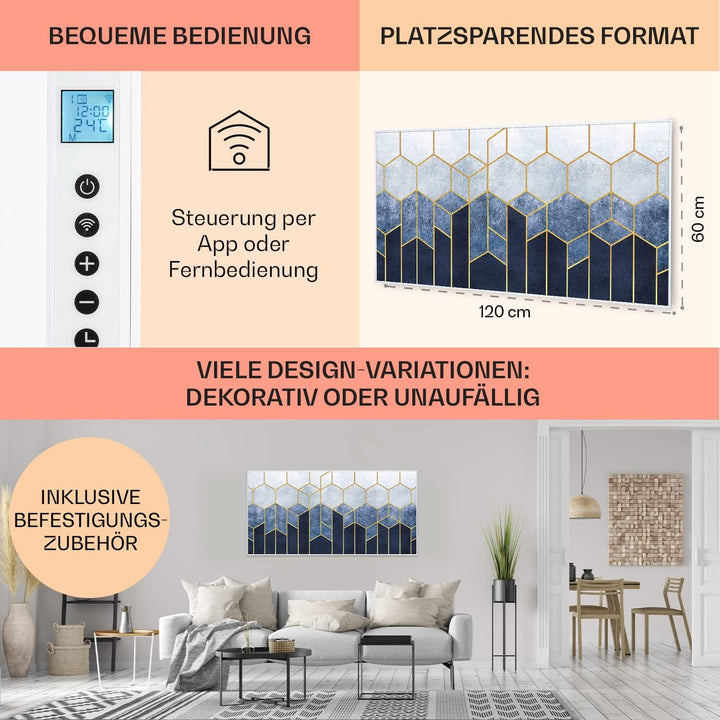 Klarstein Air Art Smart Infrarotheizung, Infrarot Heizung mit IoT/WiFi App-Steuerung, Erkennung Offe