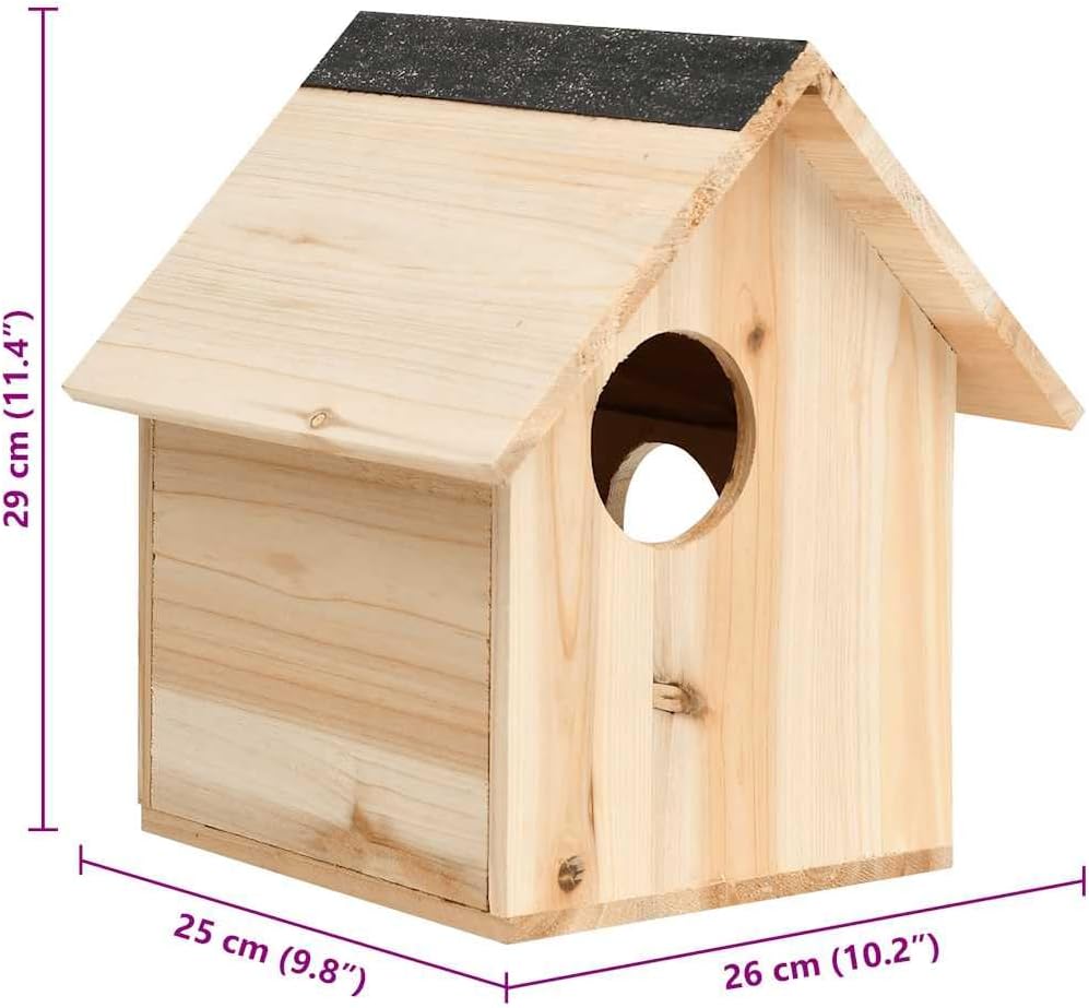 Eichhörnchenhaus aus massivem Tannenholz 26x25x29 cm mit Dach, DREI Einstiegslöchern, wetterfest, ge