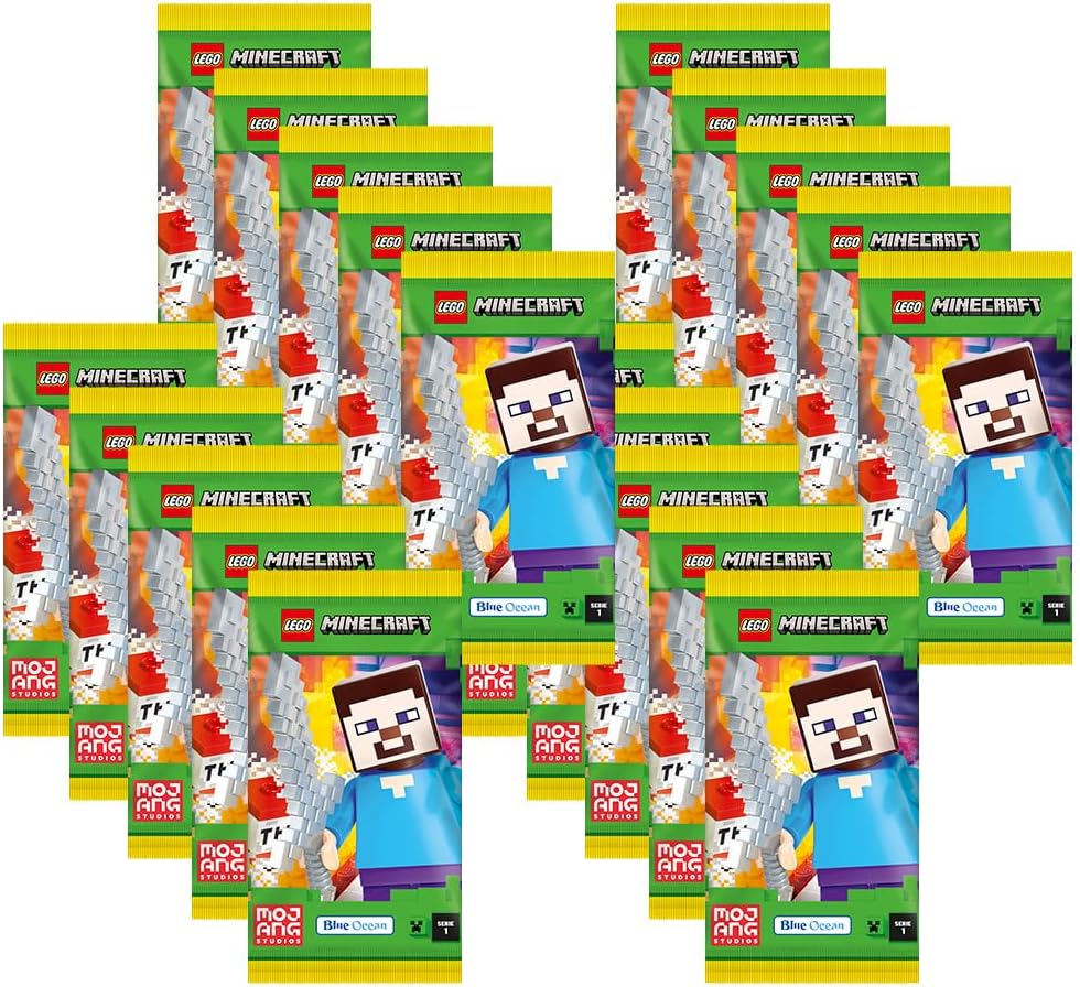 Bundle mit Lego Minecraft Serie 1 Trading Cards - 20 Booster + 2 Limitierte Star Wars Karten + Exklu