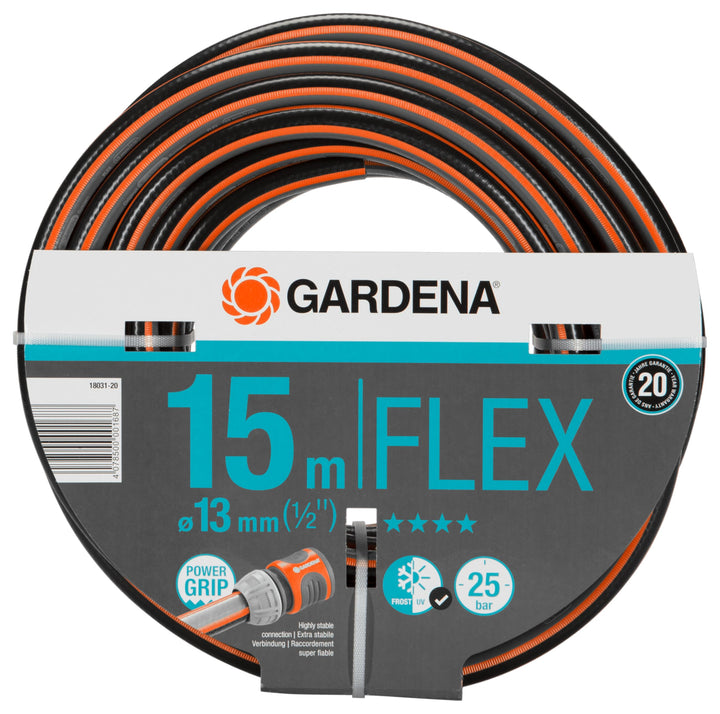 Gardena Comfort FLEX Schlauch 13 mm (1/2 Zoll), 15 m: Formstabiler, flexibler Gartenschlauch mit Pow