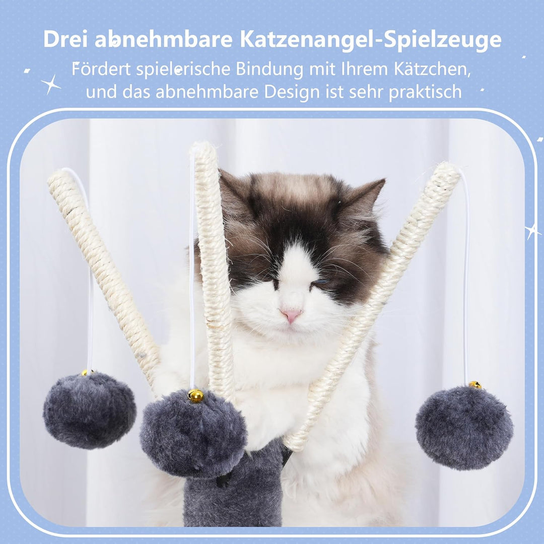 Hey-brother Kratzbaum, 105 cm Klein stabil Katzenbaum mit abnehmbaren Spielzeugen, Höhle, 1 Plattfor