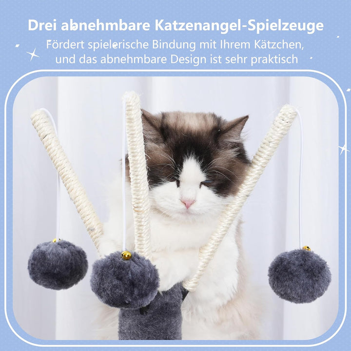 Hey-brother Kratzbaum, 105 cm Klein stabil Katzenbaum mit abnehmbaren Spielzeugen, Höhle, 1 Plattfor