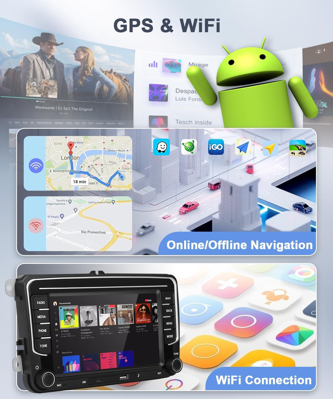 4GB+64GB Carplay Autoradio für VW Passat B6 T5 Golf 5 6 Polo 6R Tiguan T5 Jetta Seat Skoda mit Andro