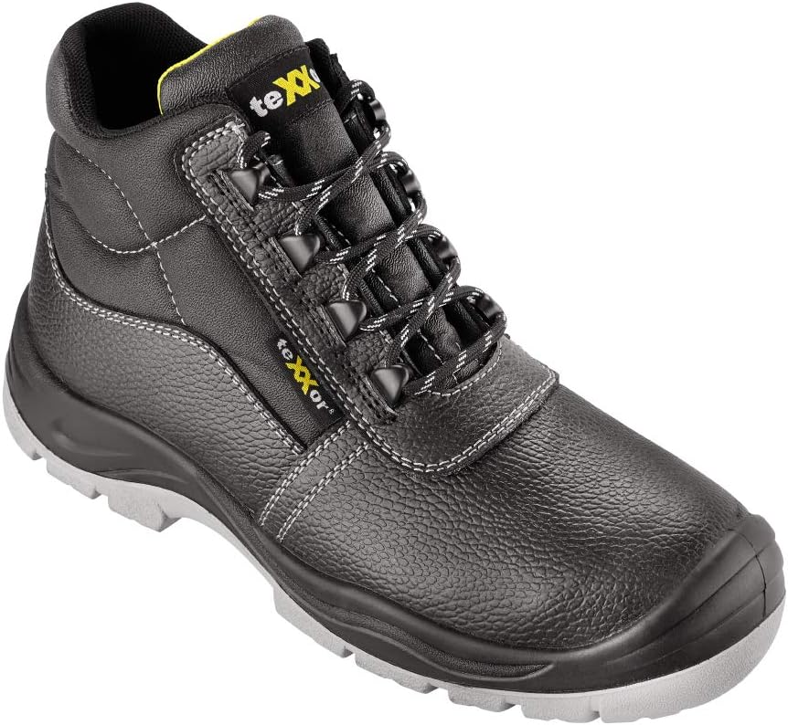 teXXor® S3-Sicherheitsschnürstiefel VERSAILLES, schwarz/gelb, Gr. 42 42 EU Schwarz, 42 EU Schwarz