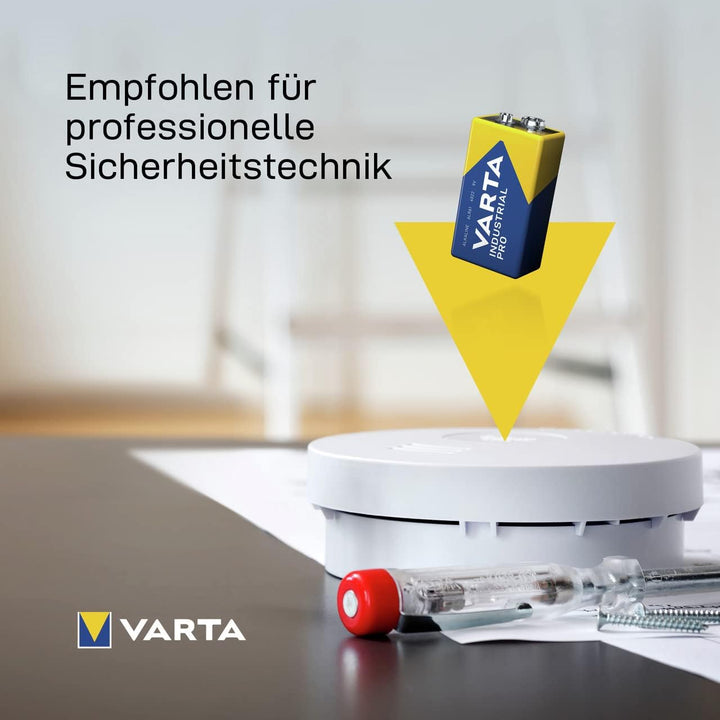 VARTA Batterien 9V Blockbatterie, 20 Stück, Industrial Pro, Alkaline Batterie, Vorratspack, für Rauc