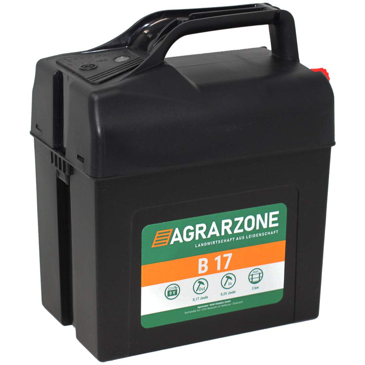 Agrarzone B17 Weidezaungerät 9V/12V, 0,25 Joule | Elektrozaungerät für Batterie | Optimale Weidezaun