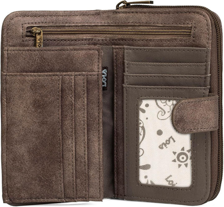 Lois - Brieftasche für Frauen bestickte mit Kartenhalter mit Mandala-Motiven. Canvas und PU-Leder fü