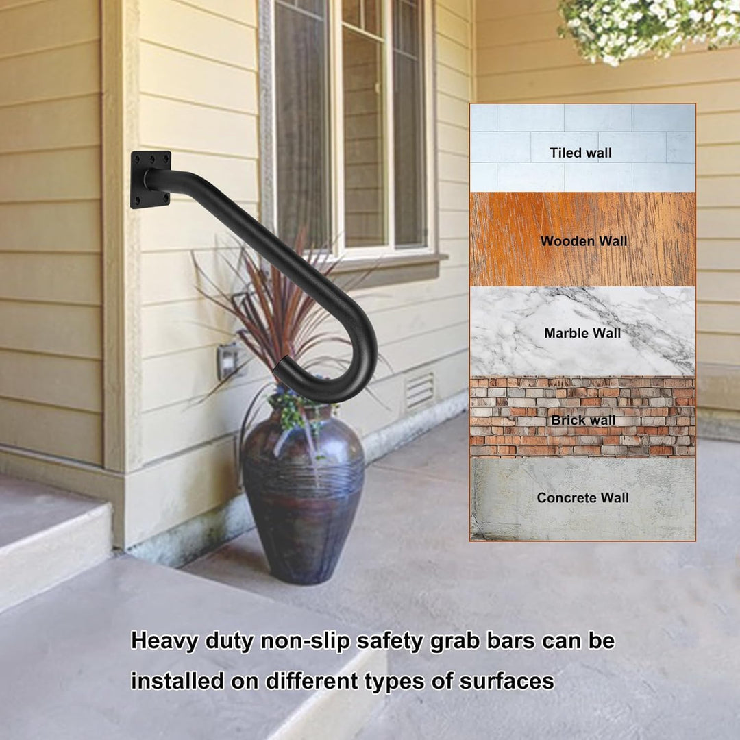 VANROUG 2 Stück Schwarze Übergangshandläufe Handläufe für Outdoor-Stufen, Fit 1 oder 2 Stufen Outdoo