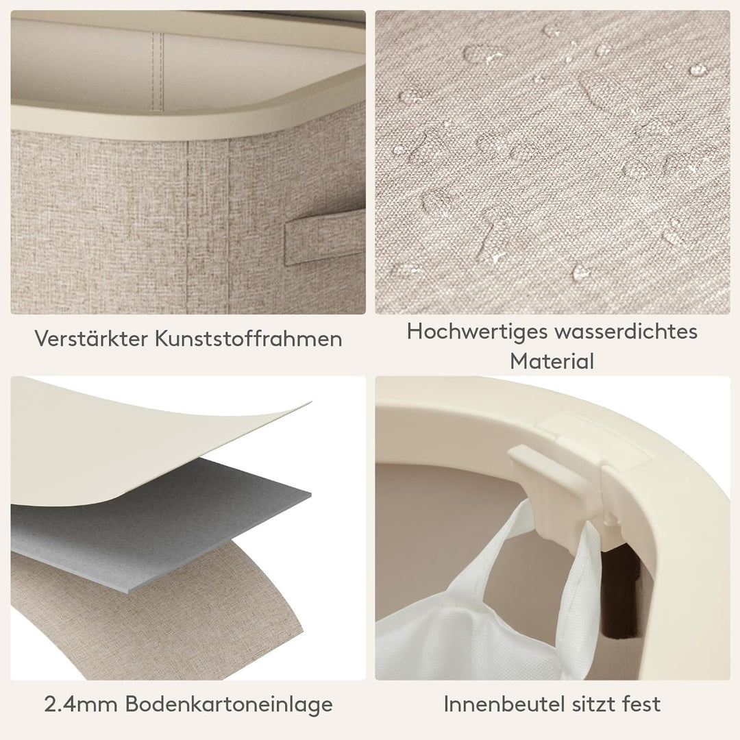Lifewit 105L Wäschekorb mit Deckel, hoher Wäschekorb mit Kunststoffrahmen, faltbarer grosser Wäschek
