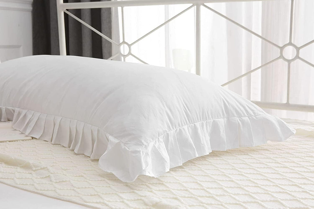Weisse Seitenschläferkissen Bezug mit Rüschen Doppelpack Set 40x145 Baumwolle Jersey Stillkissen Kis