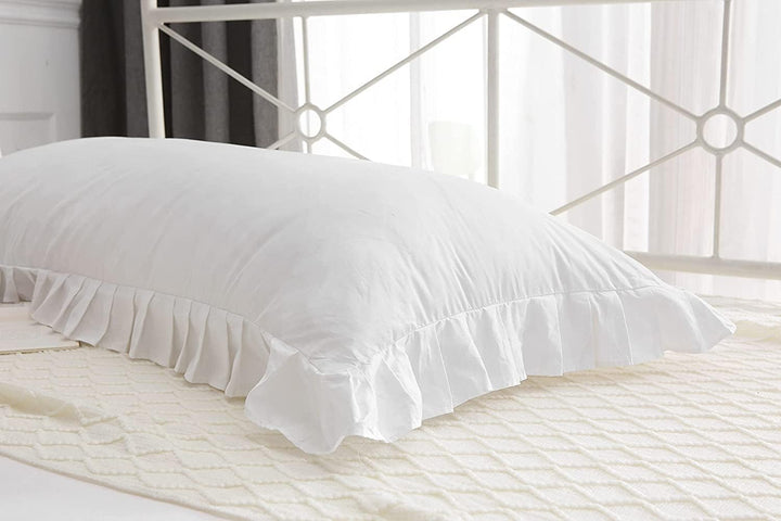 Weisse Seitenschläferkissen Bezug mit Rüschen Doppelpack Set 40x145 Baumwolle Jersey Stillkissen Kis