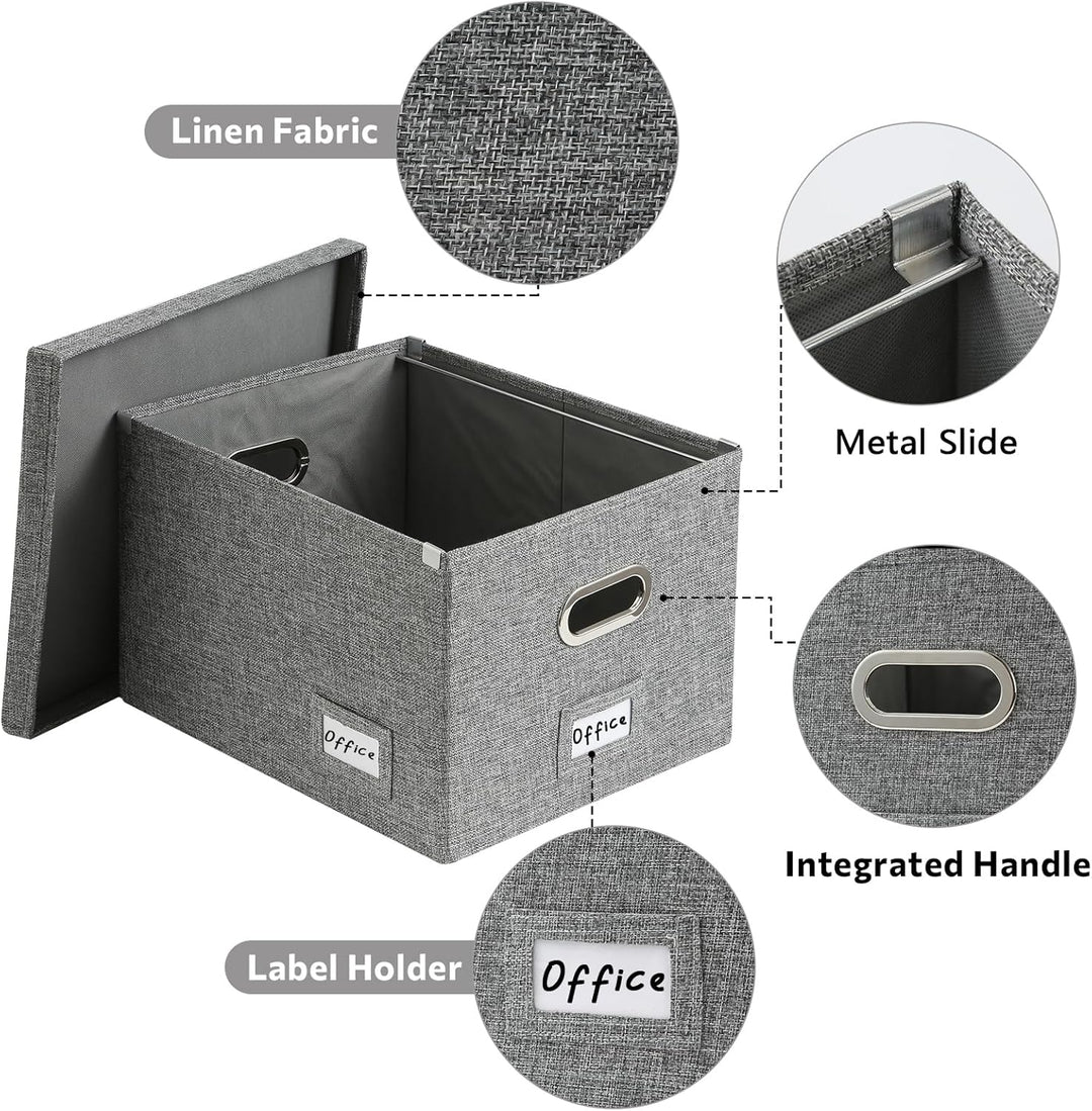 Akten-Organizer, faltbare Aufbewahrungsbox mit 10 Hängeregistratur-Ordner, Aktenbox mit Deckel, grau
