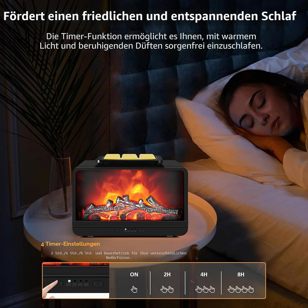 Wowlela Duftlampe Elektrisch, Dynamische Flamme Kamin Elektrische Duftlampe für Wachs mit 4 Timer &amp;