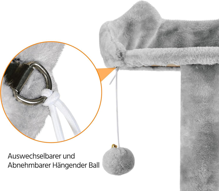 Yaheetech 178 cm Kratzbaum gross Stabiler Katzenbaum mit 2 Höhlen hellgrau | FSC-zertifizierte Spanp