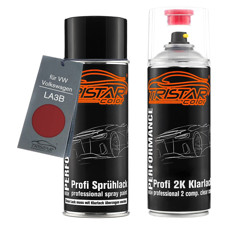 TRISTARcolor Autolack 2K Spraydosen Set für VW/Volkswagen LA3B Gambiarot/DK Red Basislack 2 Komponen