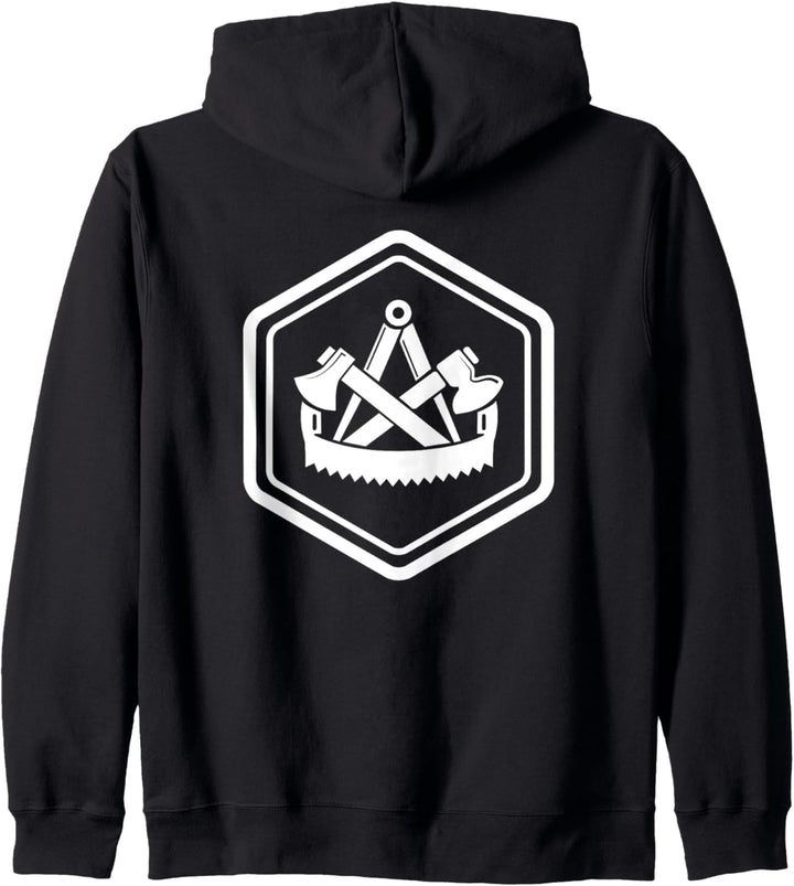 Traditionelles Zimmermann Zunftwappen - Sechseckiges Logo Kapuzenjacke