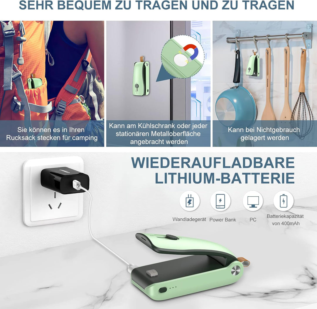 Ankilo Mini Folienschweissgerät, 2 in 1 Wiederafladbar Bag Sealer mit Cutter Versiegelungsmaschine,D