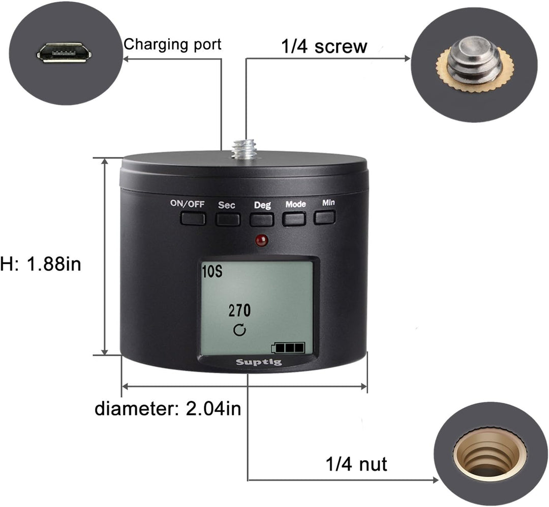 Suptig Stativhalterung für 360-Grad-Elektrogeräte, Stativkopf für GoPro iPhone Samrtphone Digital Ca