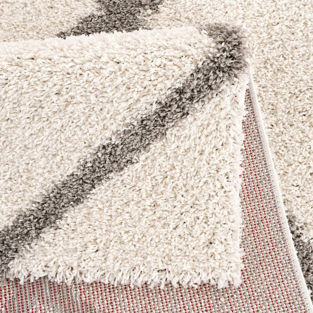 SANAT Madrid Shaggy Teppich Rund - Hochflor Teppiche für Wohnzimmer, Schlafzimmer, Küche - Creme, Gr
