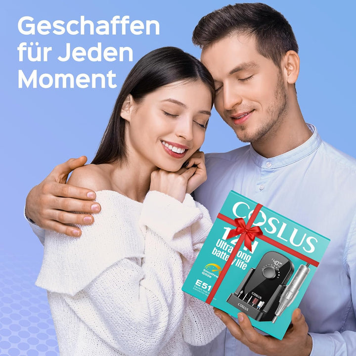 COSLUS E51 Elektrische Nagelfräser 40000 U/min: 6-in-1 Professionell Nagelpflege Set für Gelnägel Ac