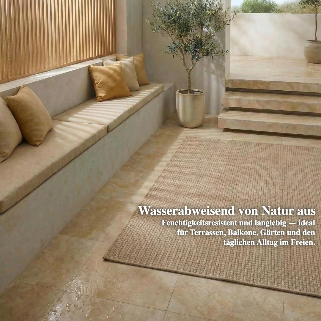 Jimri In- &amp; Outdoor Teppich - Wetterfester Teppich für Balkon, Terrasse, Garten, Wohnzimmer, Küche -