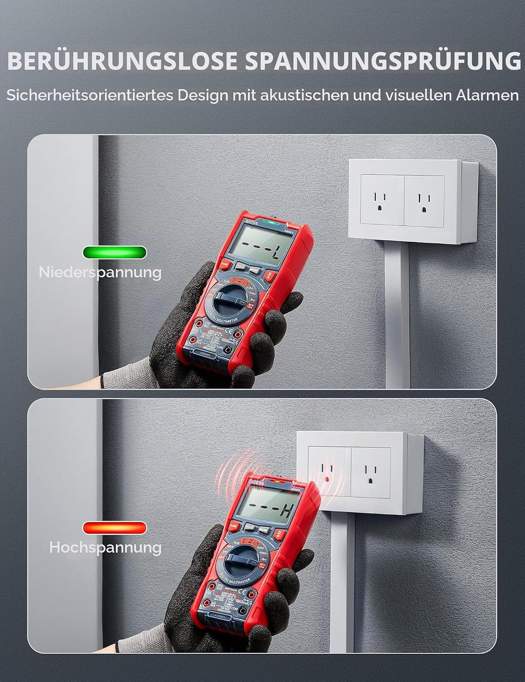 AstroAI Digital Multimeter mit NCV, True RMS Auto-Range 6000 Counts Spannungsprüfer Voltmeter, misst