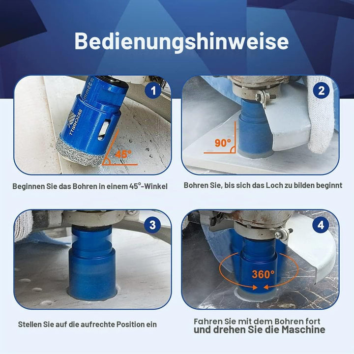Diamant Fliesenbohrer 65mm - M14 Diamantbohrer Lochsäge für Fliesen Porzellan Keramik Marmor Granit