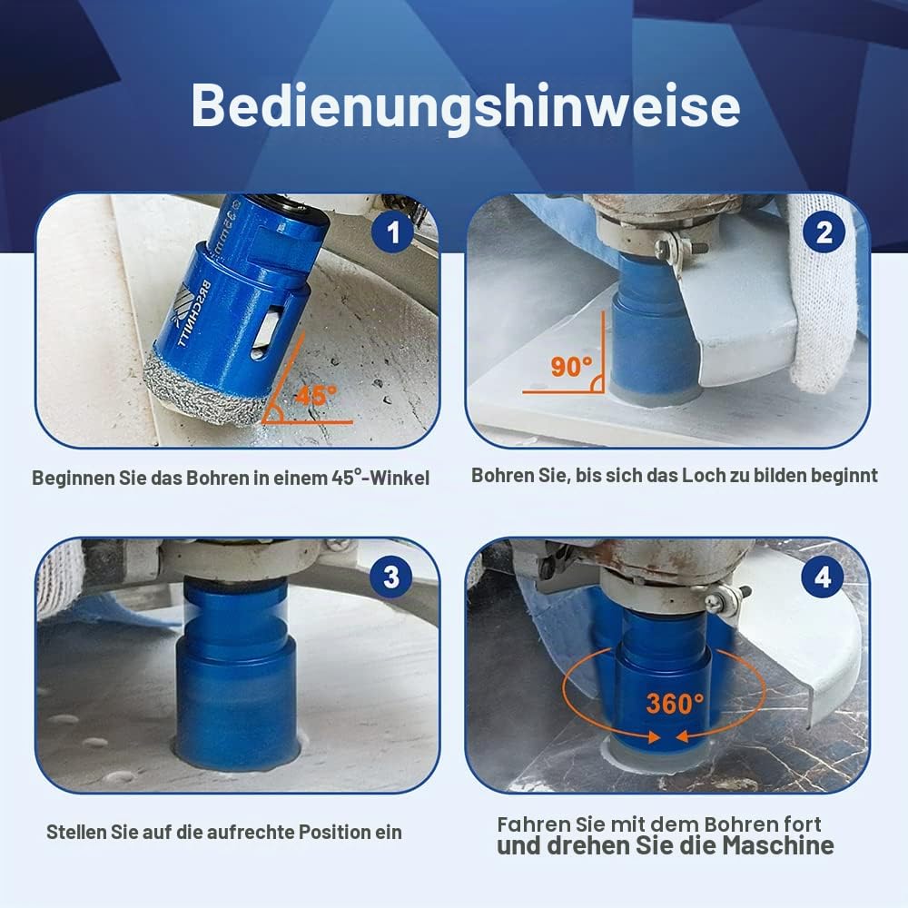 Diamant Fliesenbohrer 55mm - M14 Diamantbohrer Lochsäge für Fliesen Porzellan Keramik Marmor Granit