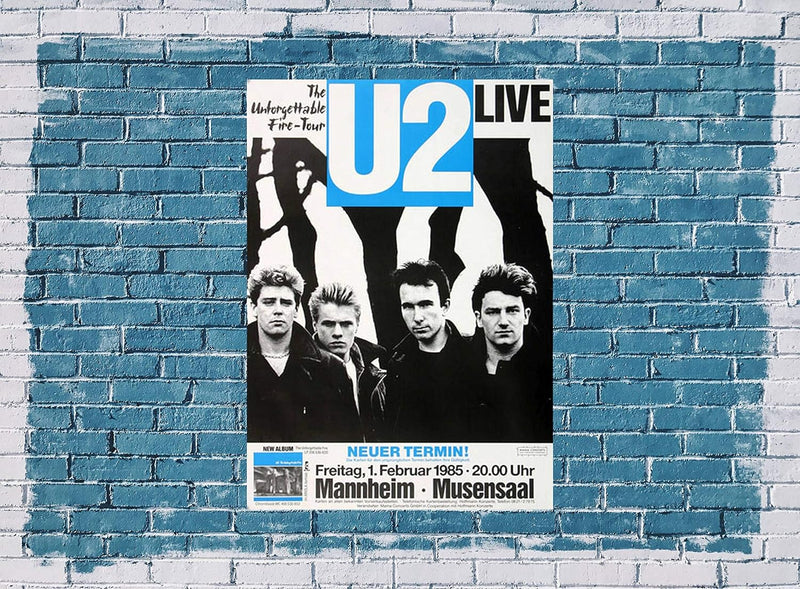 U2 - Unforgetable Fire, Mannheim 1985 » Konzertplakat/Premium Poster | Live Konzert Veranstaltung |