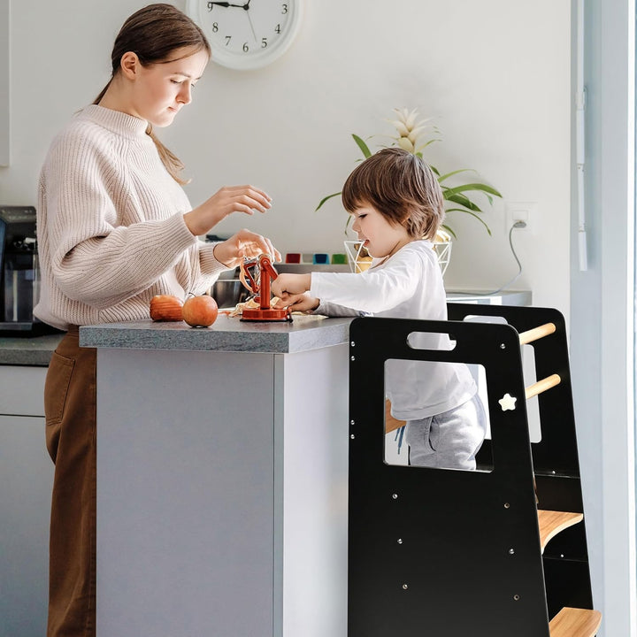 Baby Vivo Lernturm aus Holz Höhenverstellbar - Kippschutz Kindermöbel für Kinder ab 1 Jahr bis 50 kg