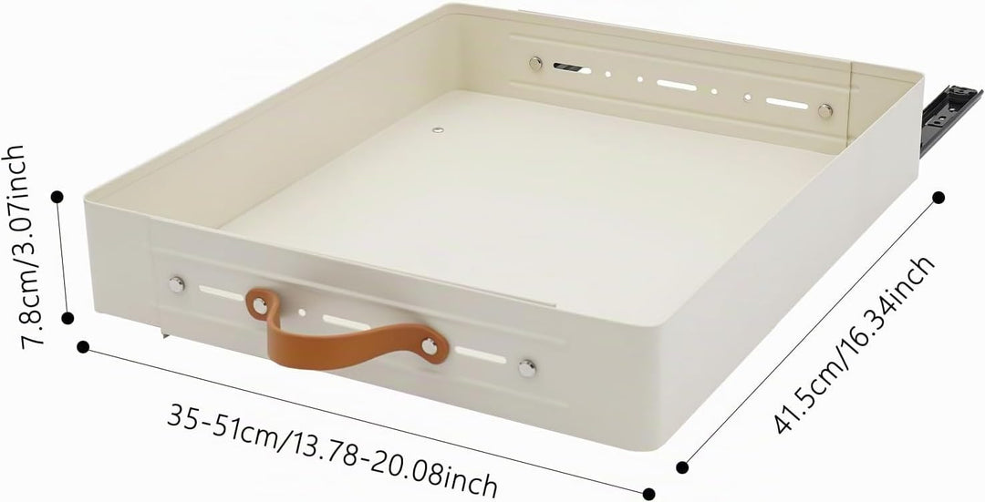 Brride Teleskopschublade 35-51cm Breite mit Kleber ohne Bohren, 42cm Tief Ausziehbare Schublade Küch
