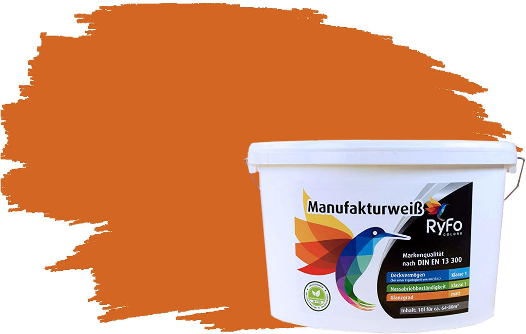 RyFo Colors Bunte Wandfarbe Manufakturweiss Aprikose 10l - weitere Orange Farbtöne und Grössen erhäl