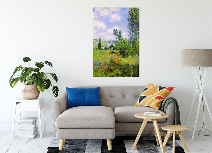 Claude Monet - Aussicht von Vétheuil- Impression als Leinwandbild / Grösse: 100x70 cm / Wandbild / K