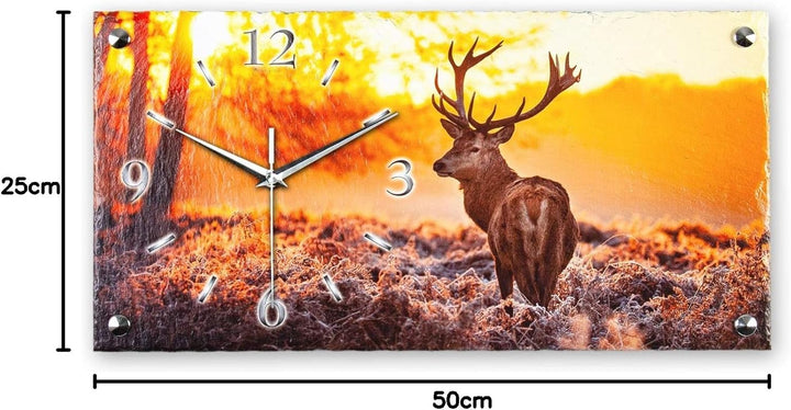 Kreative Feder Designer-WANDUHR Hirsch aus Stein mit Zeigern aus gebürstetem Aluminium - Designeruhr