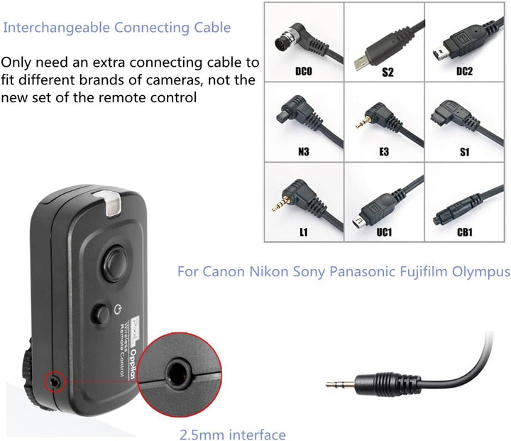 Pixel Funkfernauslöser RW S1 Drahtloser Fernauslöser Selbstauslöser Kompatibel mit Sony RM-L1AM a100