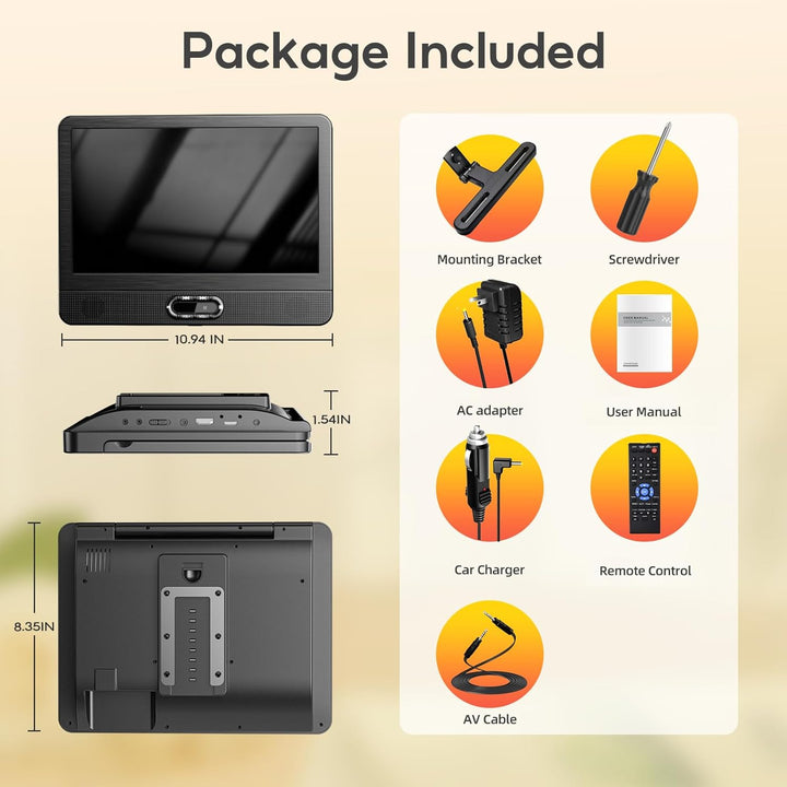 Arafuna 12 Zoll DVD Player Auto, Mirror Link, 1080p Auto Fernseher, DVD Player Auto Kinder Supporte