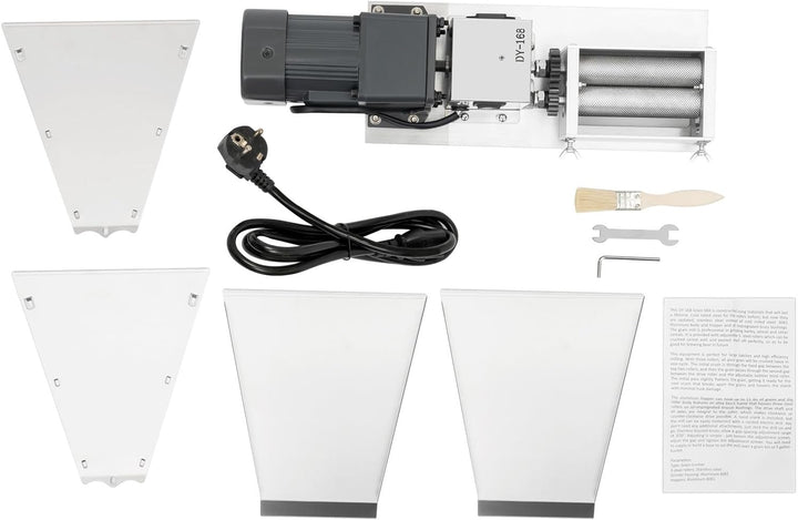 Elektrische Getreidemühle 75W mit Edelstahl-Walzen, 20kg/h | 4-Liter-Trichter, Walzenabstand 0–2,5 m