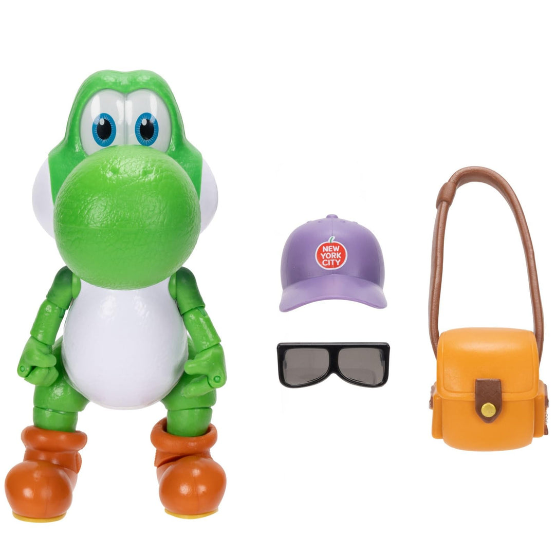 Super Mario Galaxy Movie – 13 cm Figurenserie – Yoshi-Figur mit Hut, Sonnenbrille und Tasche