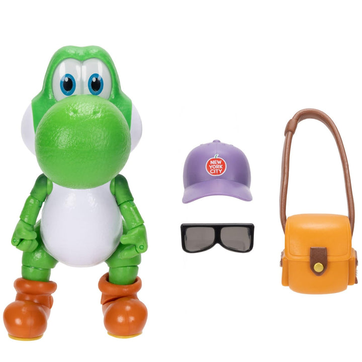 Super Mario Galaxy Movie – 13 cm Figurenserie – Yoshi-Figur mit Hut, Sonnenbrille und Tasche