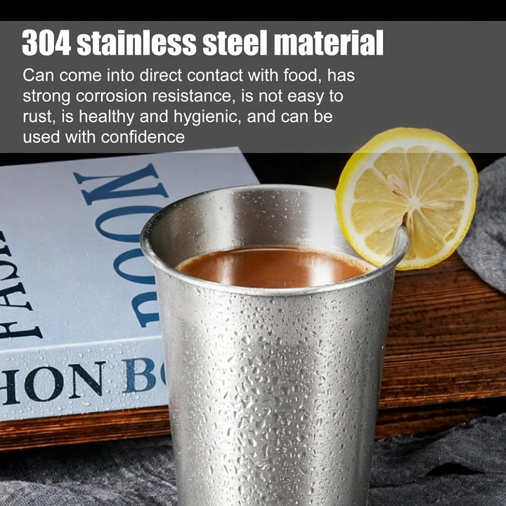 15 Stück Edelstahlbecher, 260ml Edelstahl Becher, Wiederverwendbare Wasser Tassen, Stapelbare Metall