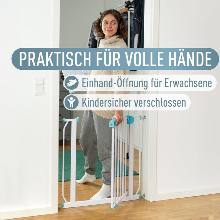 IB STYLE Türschutzgitter Berrin 120-130 cm, Treppengitter für Babys, Treppenschutzgitter ohne Bohren
